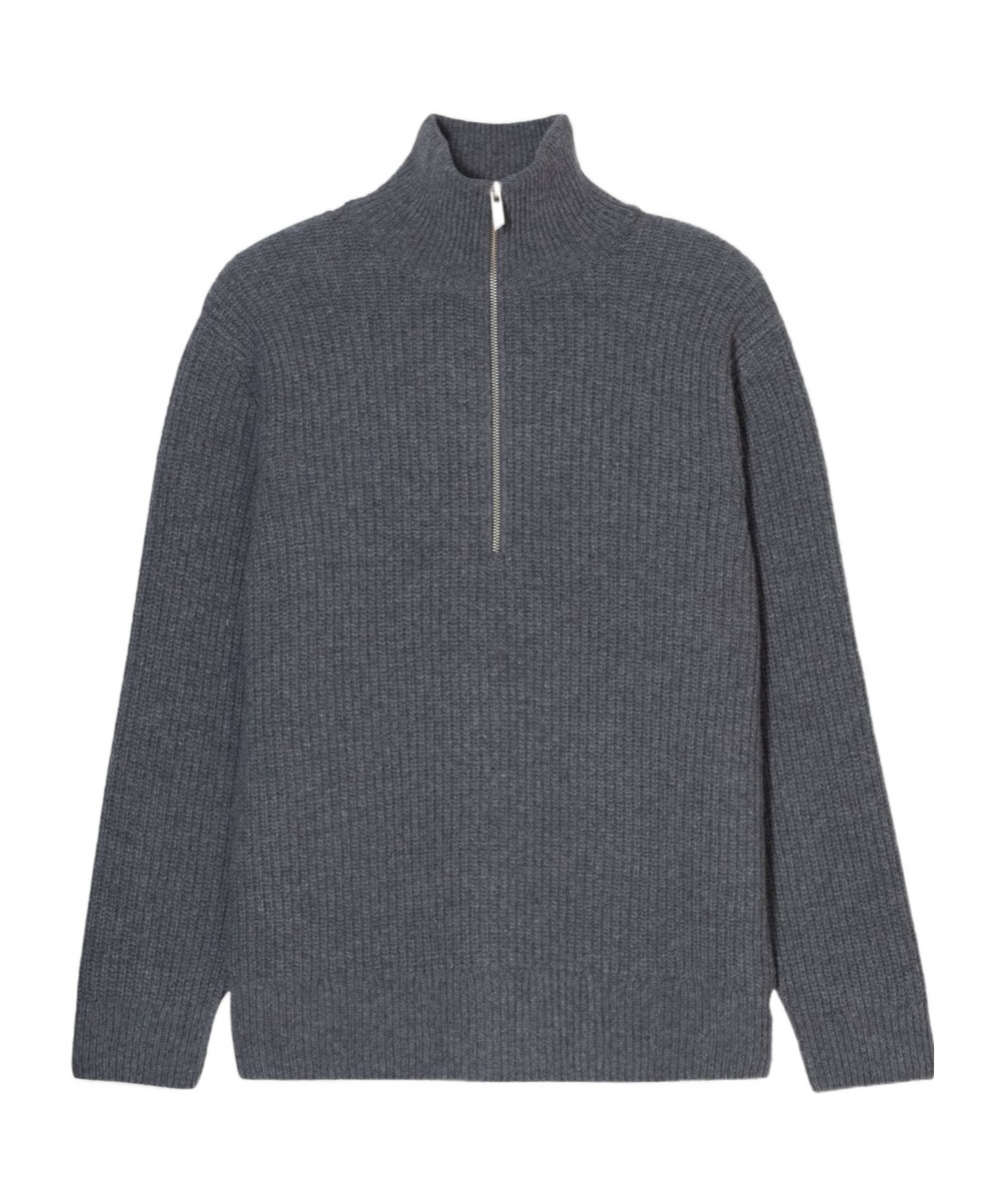 Closed Zipped-up Knit Cardigan In Gray