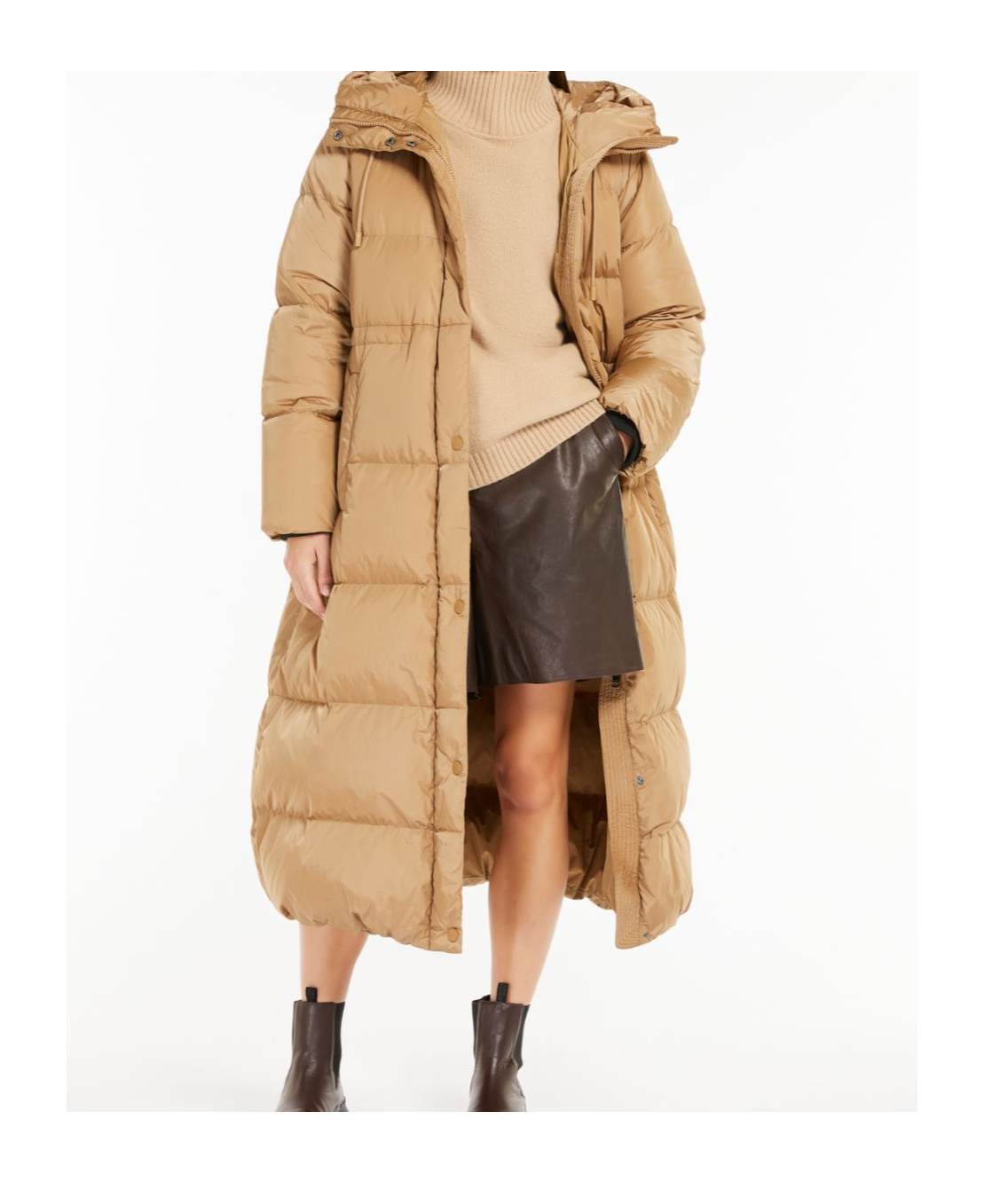 Weekend Max Mara Dolly Hooded Down Jacket In Nude