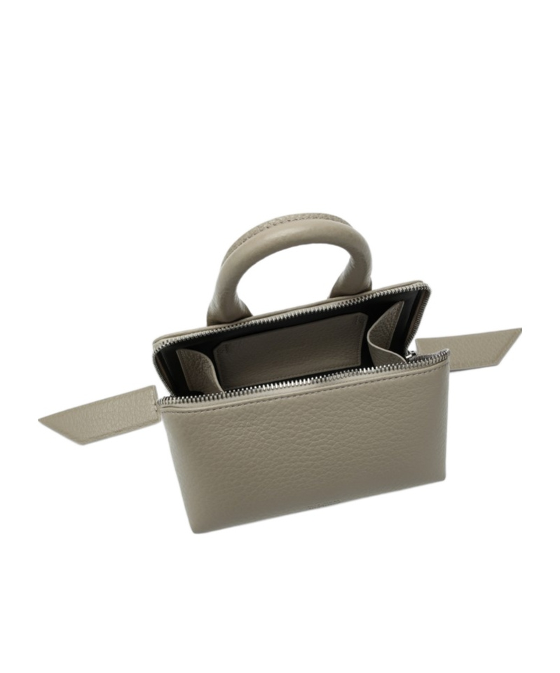 Attico Mini Friday Bag Top Handle Textured Finish In Gray
