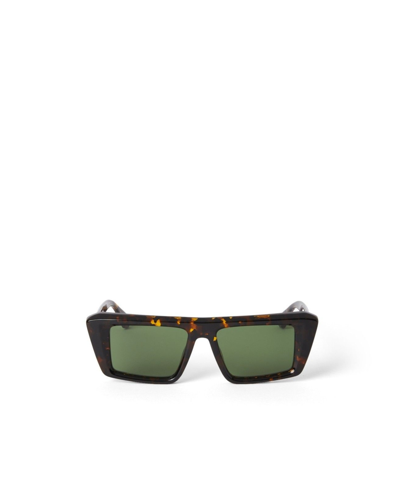 Off-white Bold Rectangular Acetate Sunglasses With Tortoiseshell Pattern In Green