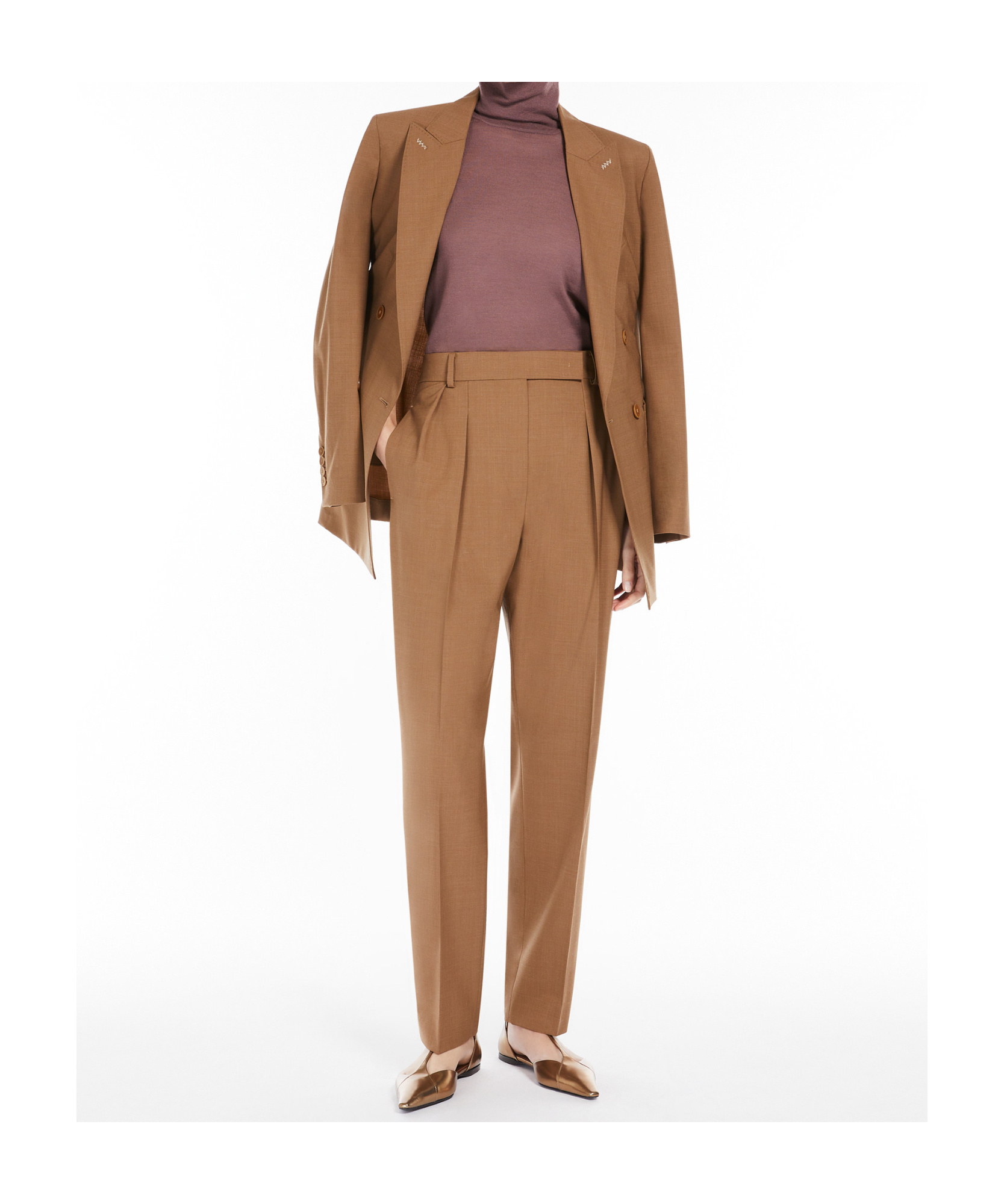 Max Mara 'wide-leg Cool Wool Trousers 'r In Brown
