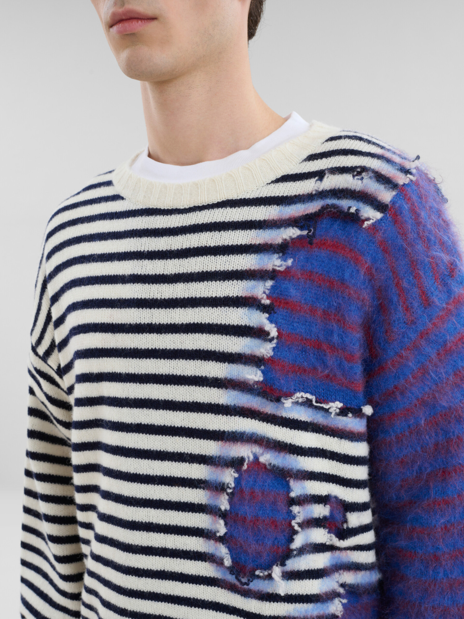 MARNI MULTICOLOUR STRIPED WOOL-MOHAIR TWO-IN-ONE JUMPER