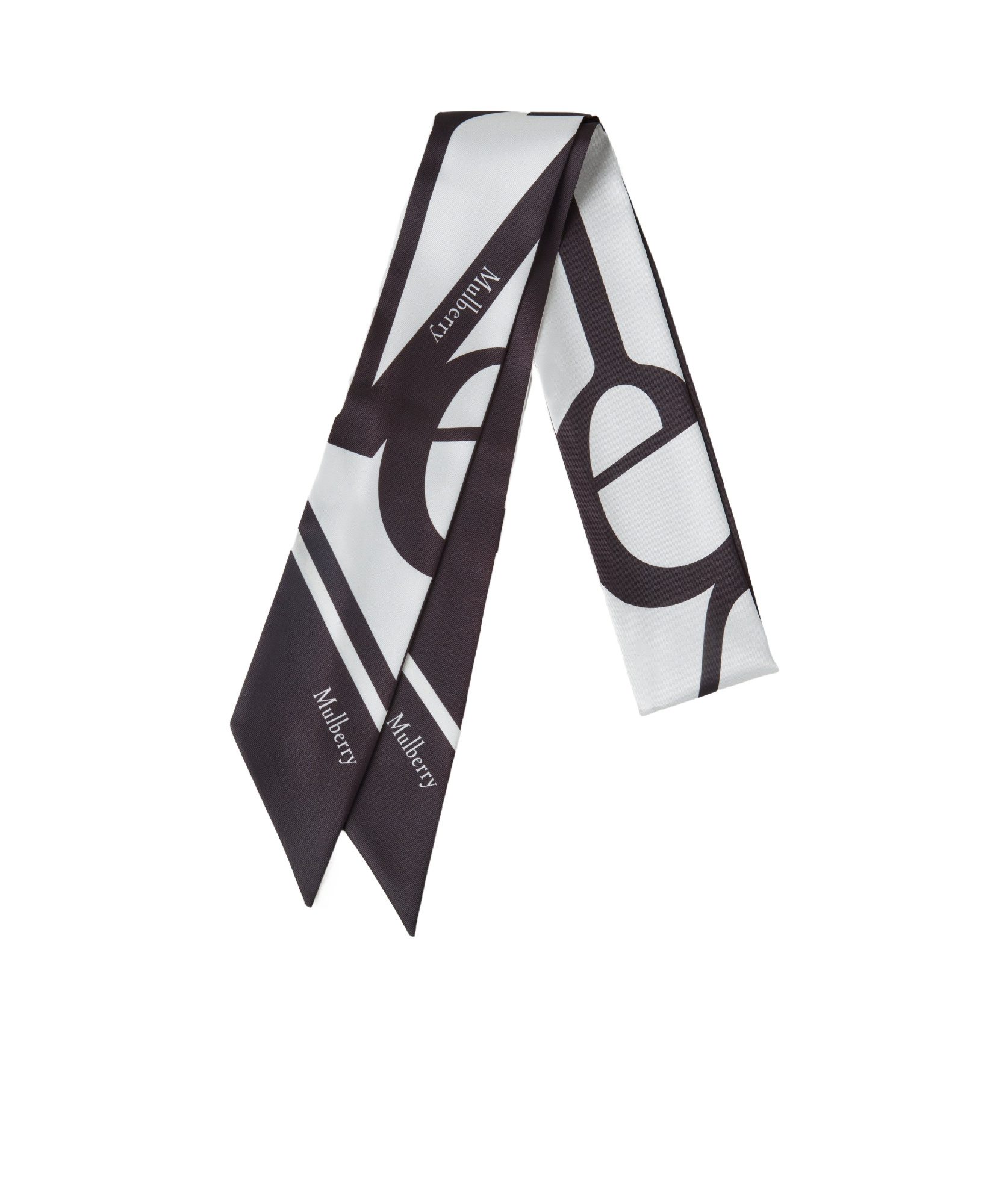 Mulberry Lettering Skinny Scarf In Black