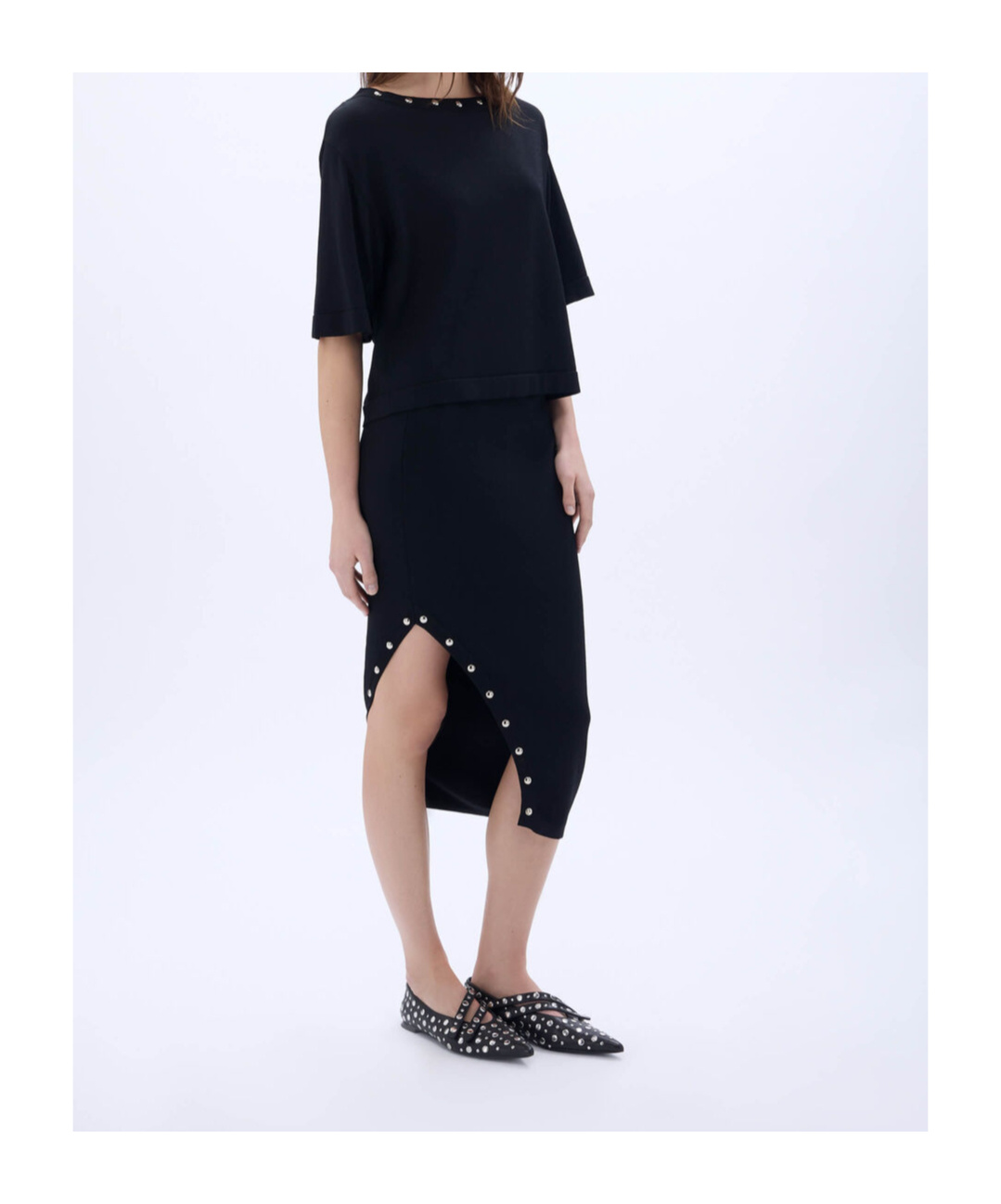Sonia Rykiel Studded Midi Skirt In Black