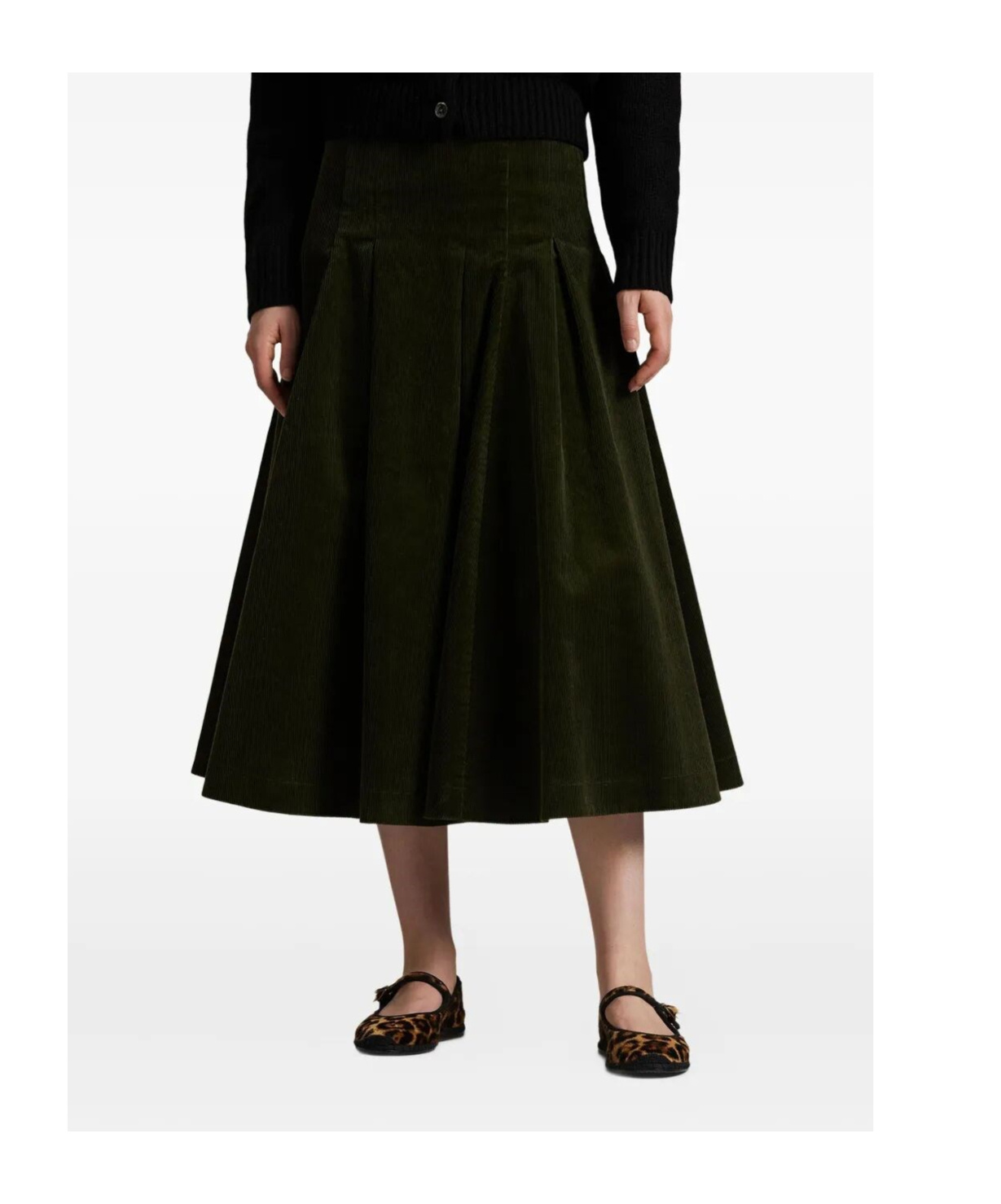 Polo Ralph Lauren Pleated Midi Skirt In Green