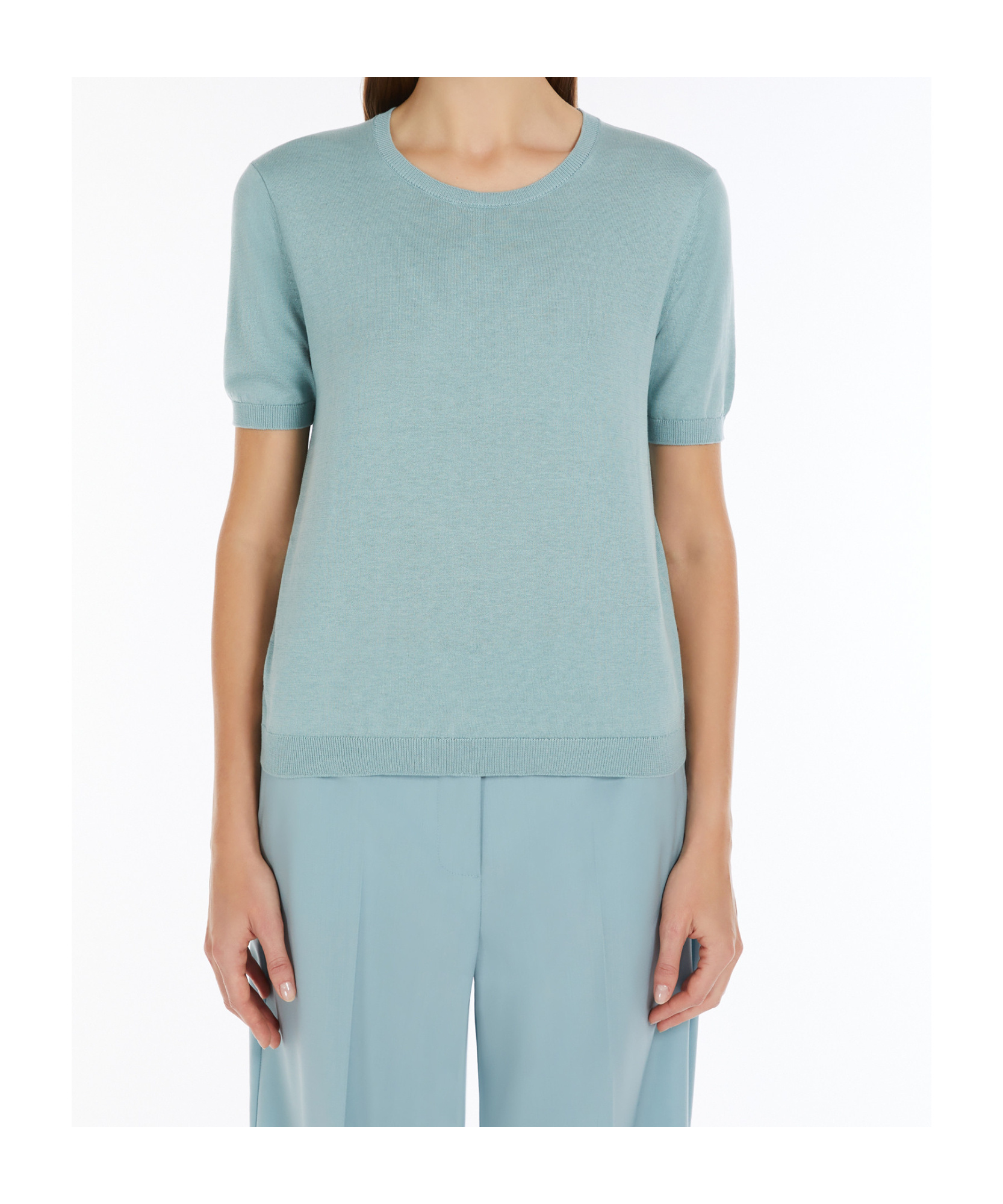 Weekend Max Mara Short-sleeved Knitted T-shirt In Blue