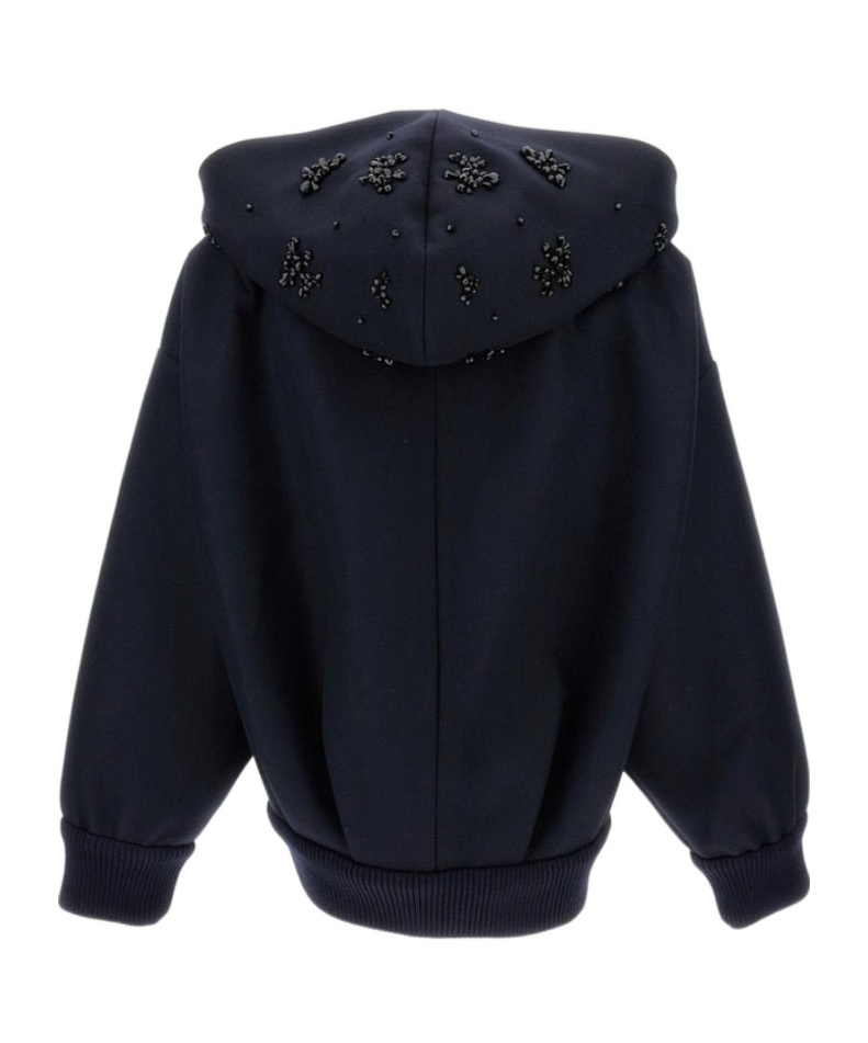 Simone Rocha Hooded Zip-up Casual Jacket In Blue