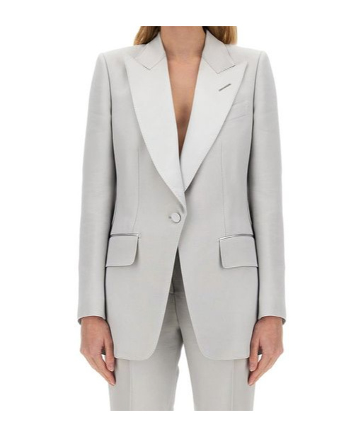 Tom Ford Lustrous Barathea Single-breasted Tuxedo Jacket In White