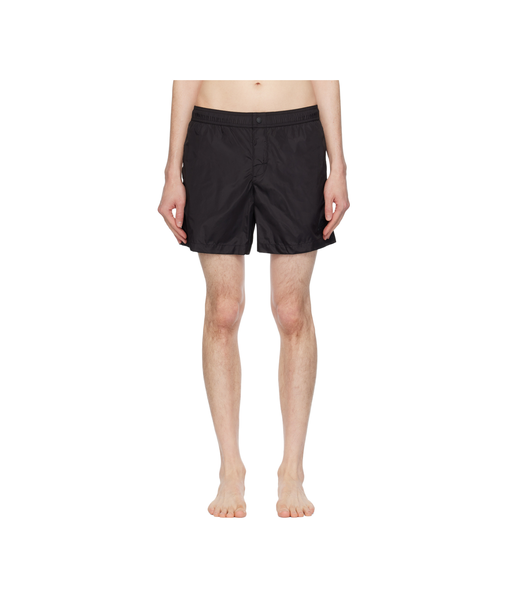 Moncler Elastic Waist Swimming Trunks In Black