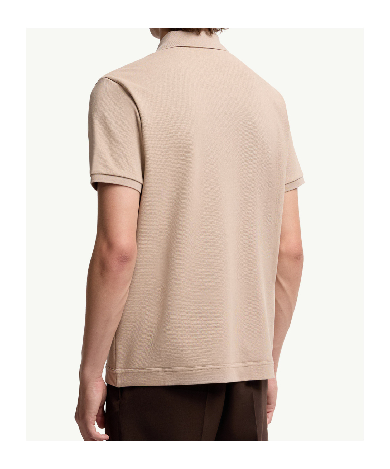 Moncler Polo En Piqué De Coton À Empiècement Logo In Brown