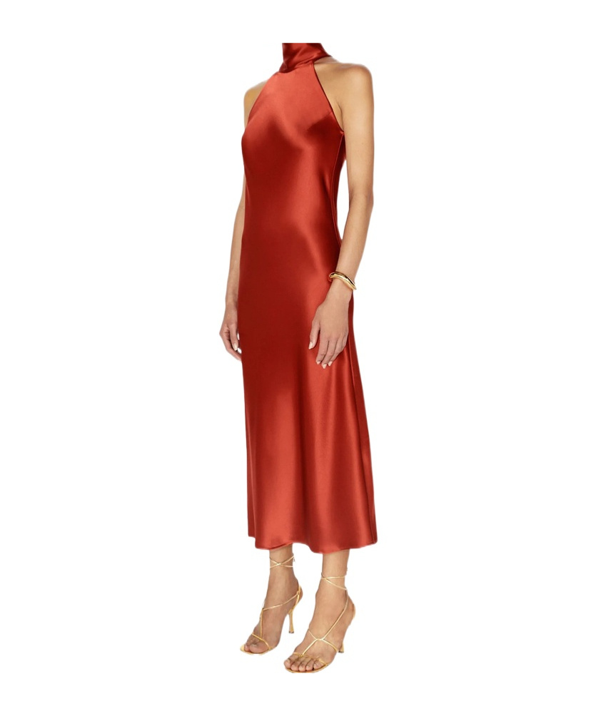 Shop Galvan Sleeveless Dress In Red