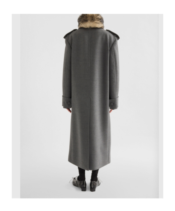 Jil Sander Fur Collar Double-breasted Coat In Gray