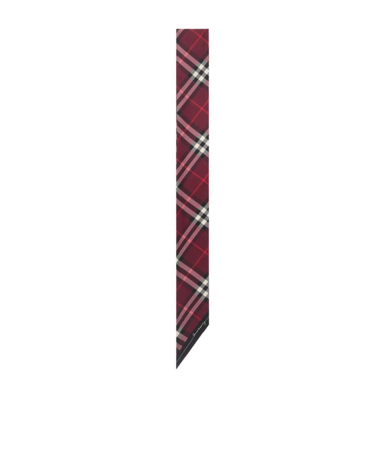 Burberry Check Skinny Silk Twill Scarf In Pillar/oxblood