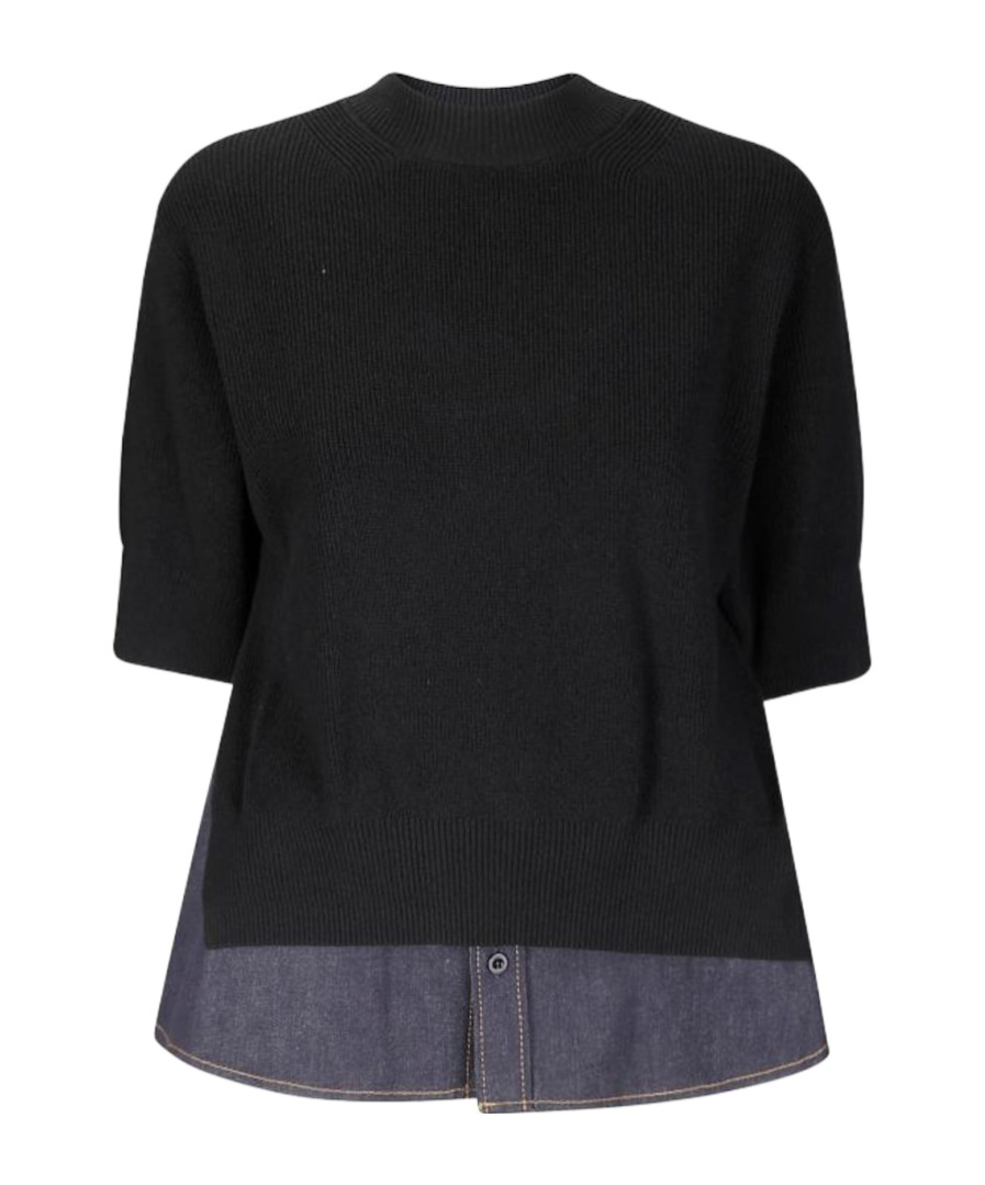 Sacai Patchwork Sweater Sweaters And Cardigans Blue In Black