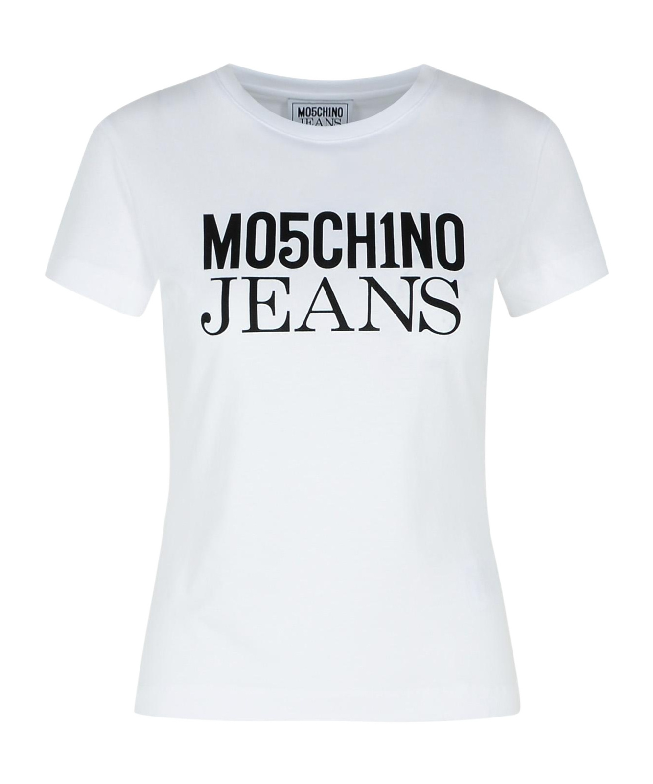 Moschino Ribbed Crew-neck Cotton T-shirt With Short Sleeves In White