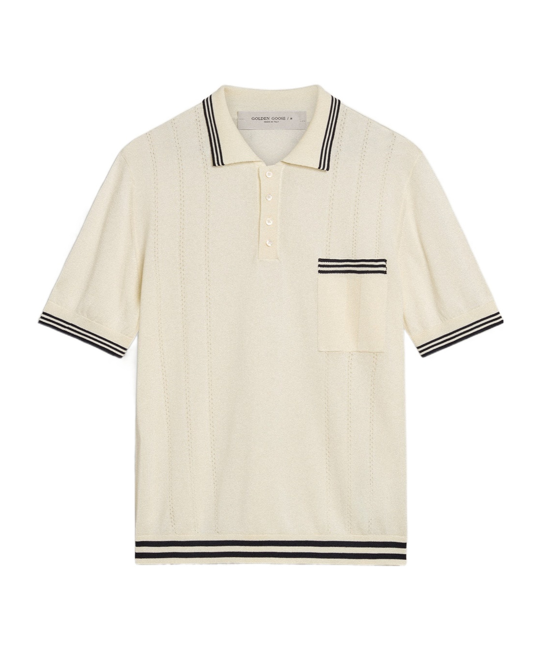 Golden Goose Rib Knitted Polo Shirt In Nude