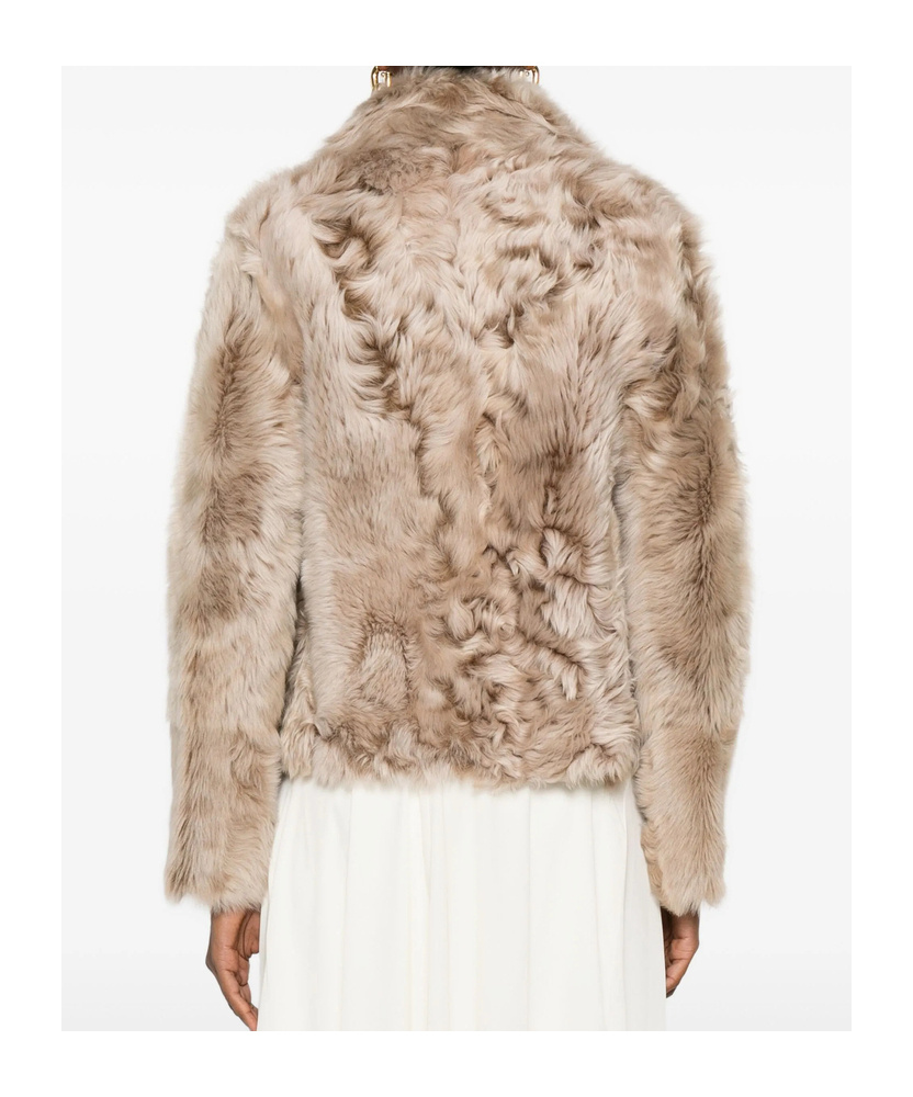 Yves Salomon Leather-trimmed Fur Jacket In Brown