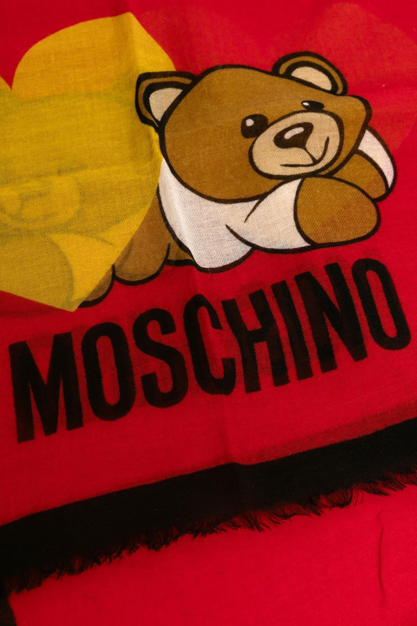 Moschino Teddy Bear Print Scarf In Red