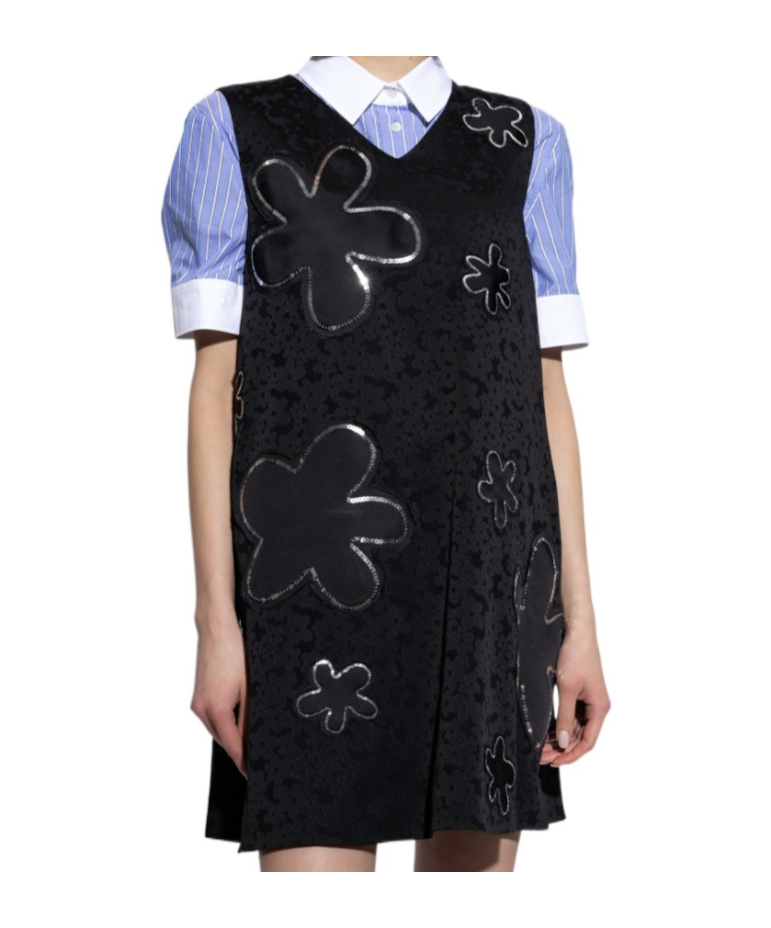 Marni Floral-jacquard Mini Dress In Black