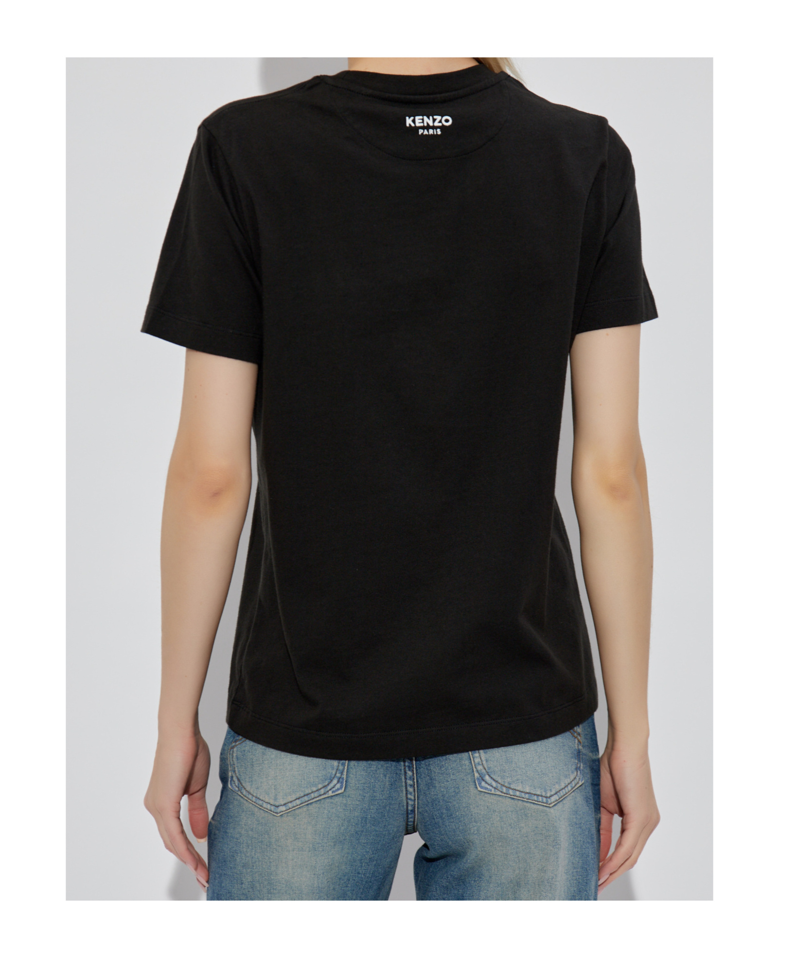 Kenzo 'boke Flower 2,0' Black Crewneck T-shirt With Logo Patch On The Front And Logo Lettering On The Rear In Black