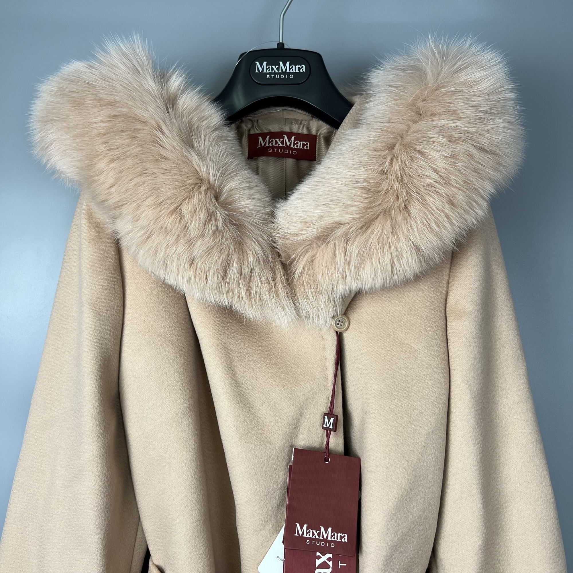 Max Mara Long-sleeved Coat In Nude