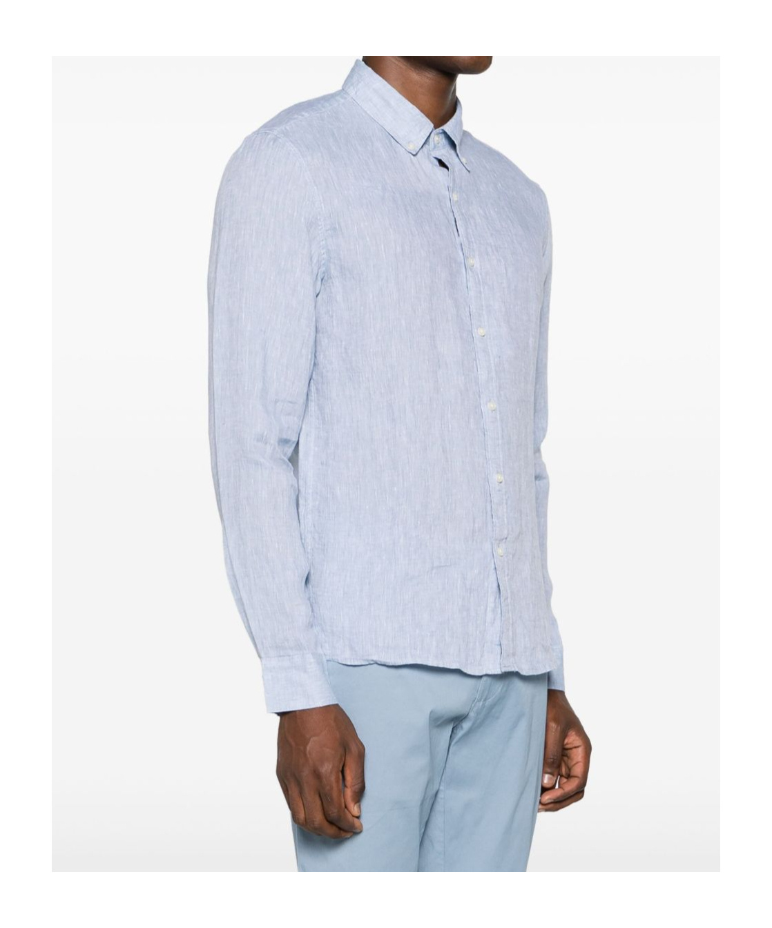 Michael Kors Linen Chambray Button-down Collar Shirt In Blue