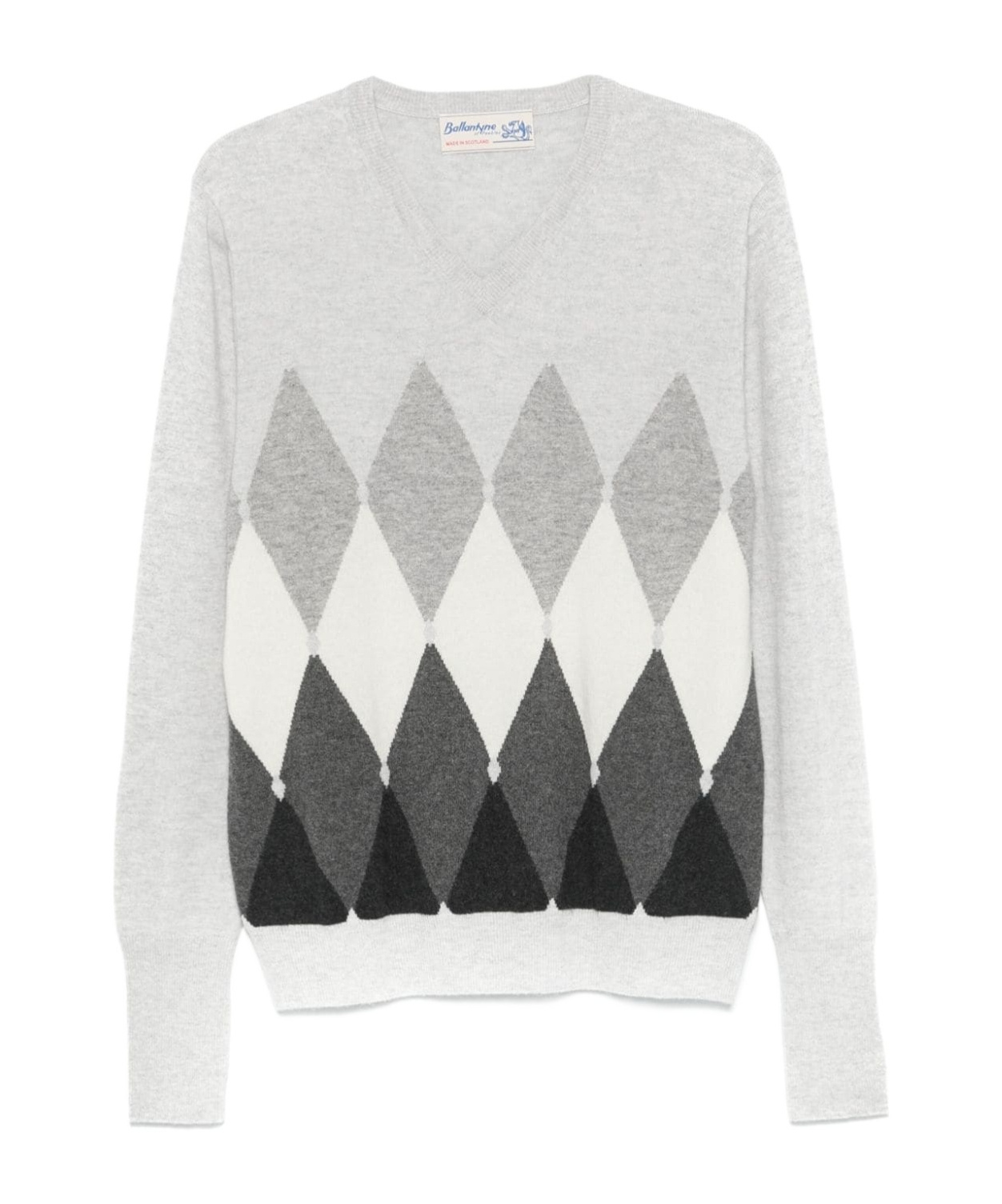 Ballantyne Diamond-pattern V-neck Sweater In White