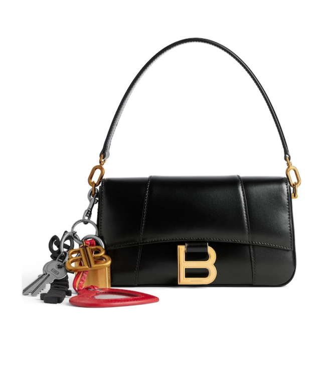Balenciaga Hourglass Sling Small Shoulder Bag In Black