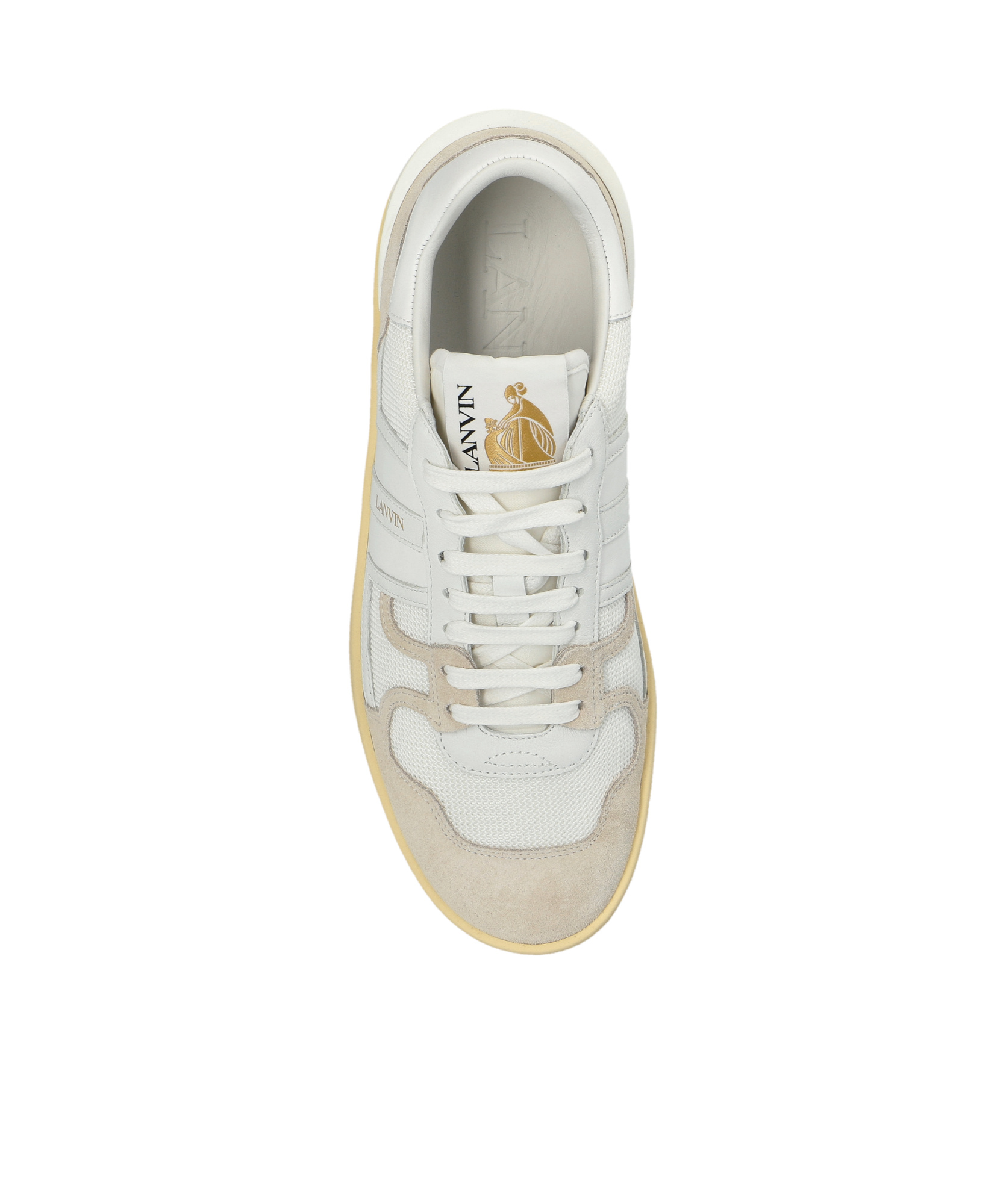 Lanvin Mesh And Leather Clay Sneakers With In White