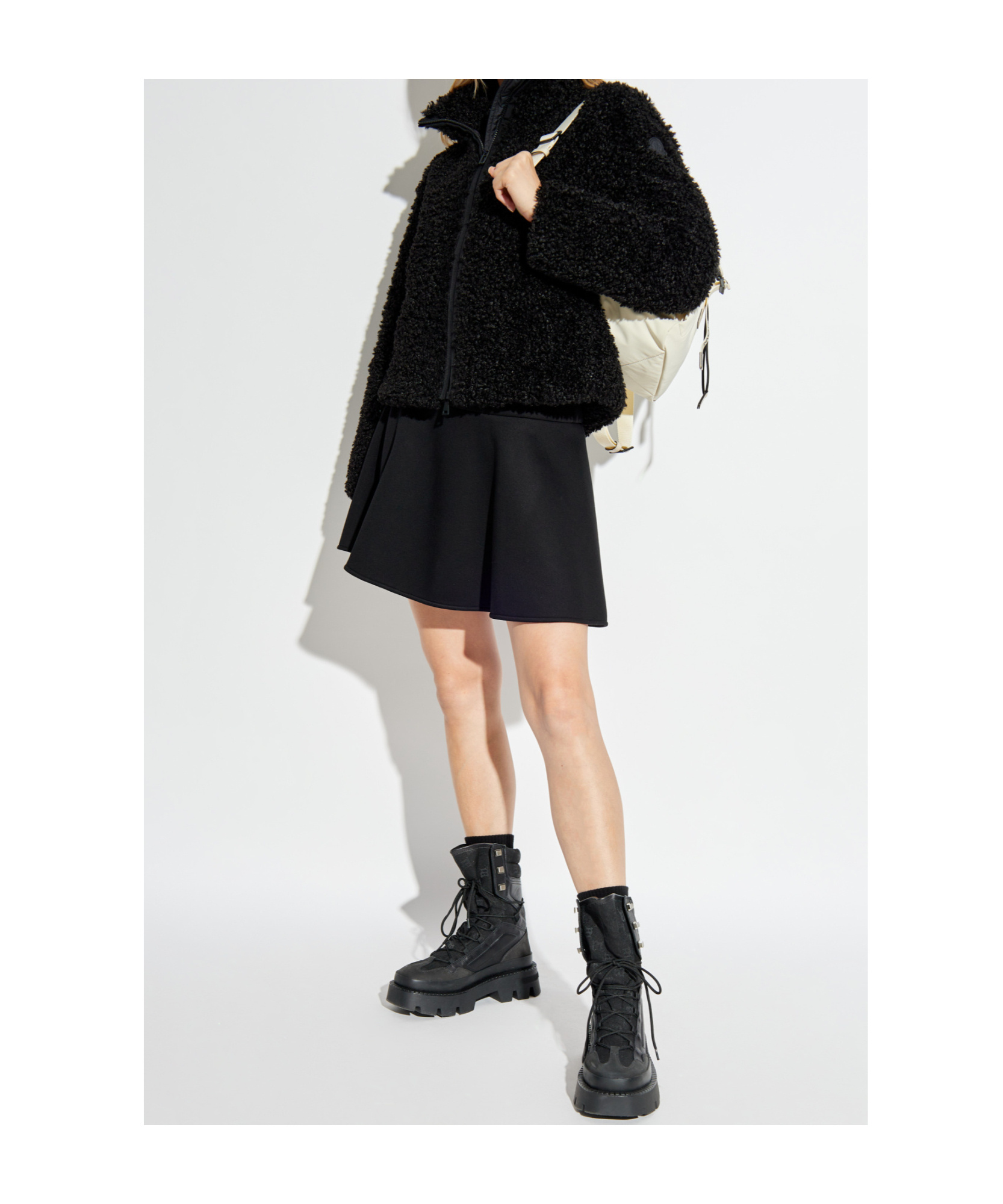 Shop Moncler Faux Shearling Jacket In Black