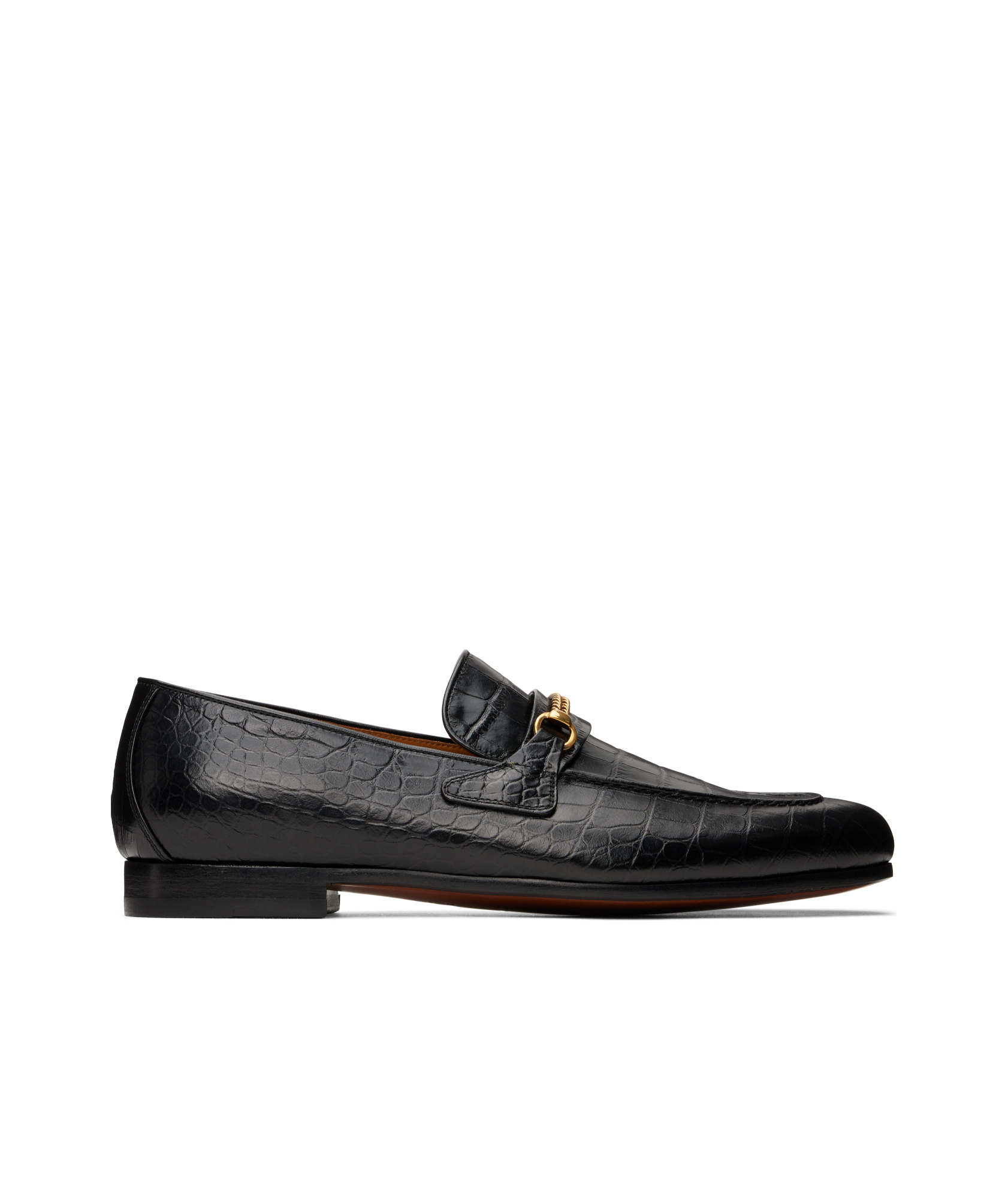 Tom Ford Black Printed Croc Bailey Chain Loafers