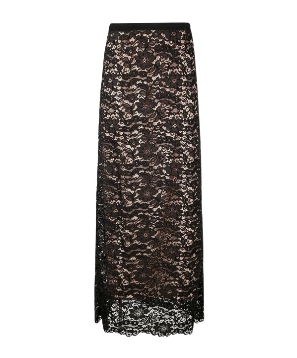 P.a.r.o.s.h Floral-lace Maxi Skirt In Black