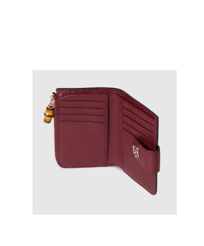 Gucci Medium Double G Bamboo Wallet In Red