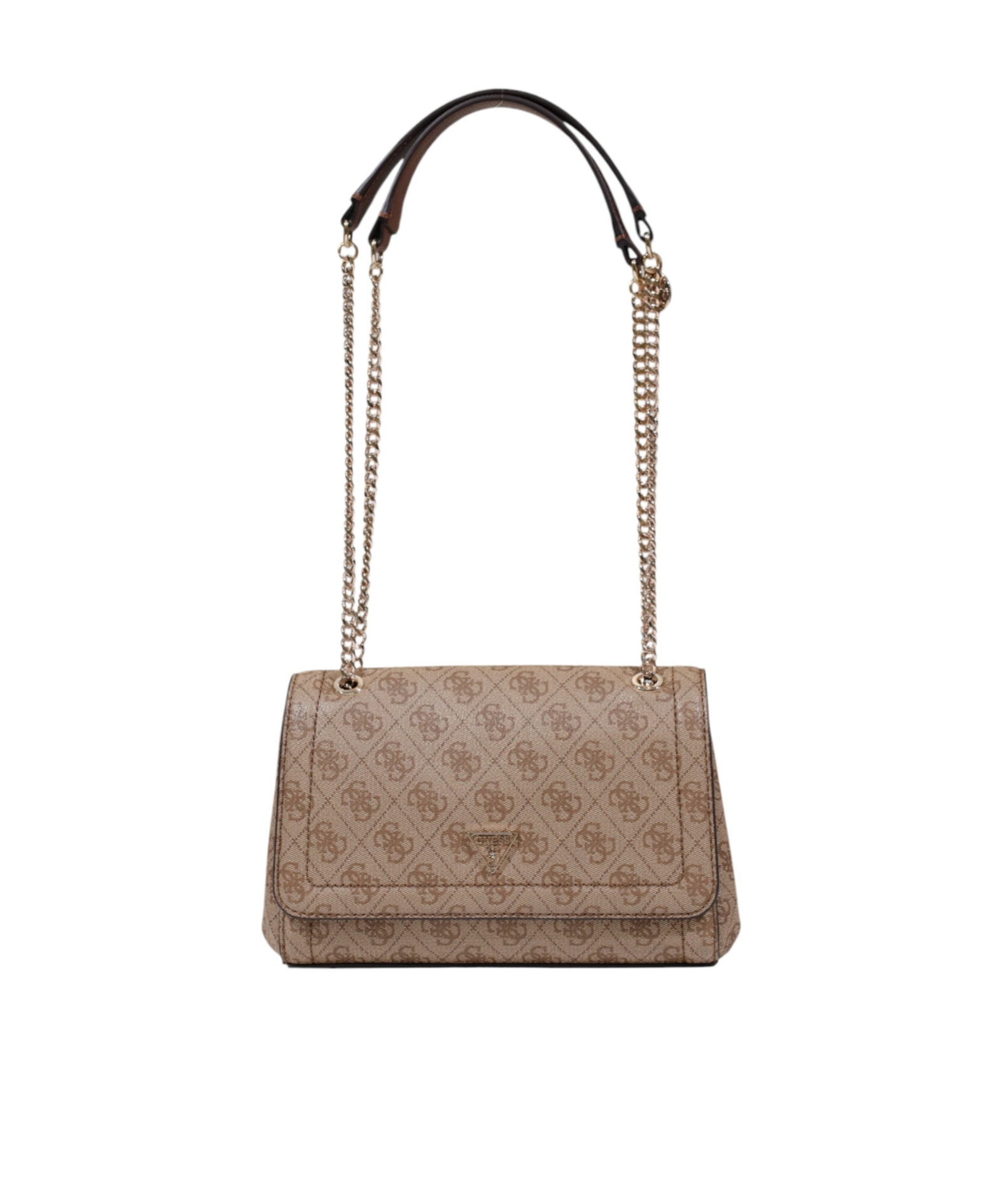 Guess Monogram Chain Satchel In Brown