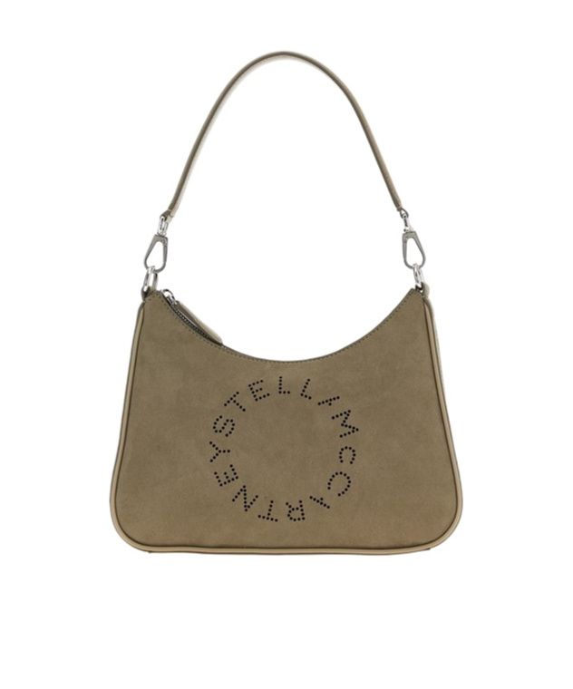 Stella Mccartney Small Shoulder Bag With Adjustable Strap And Suede Finish In Gray