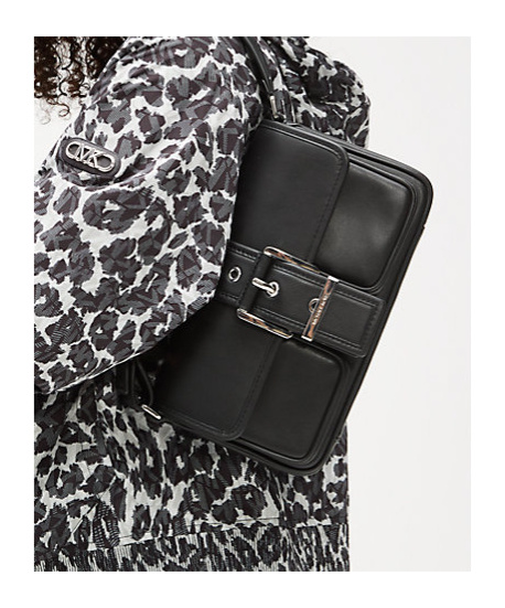 Michael Kors Colby Medium Leather Shoulder Bag In Black