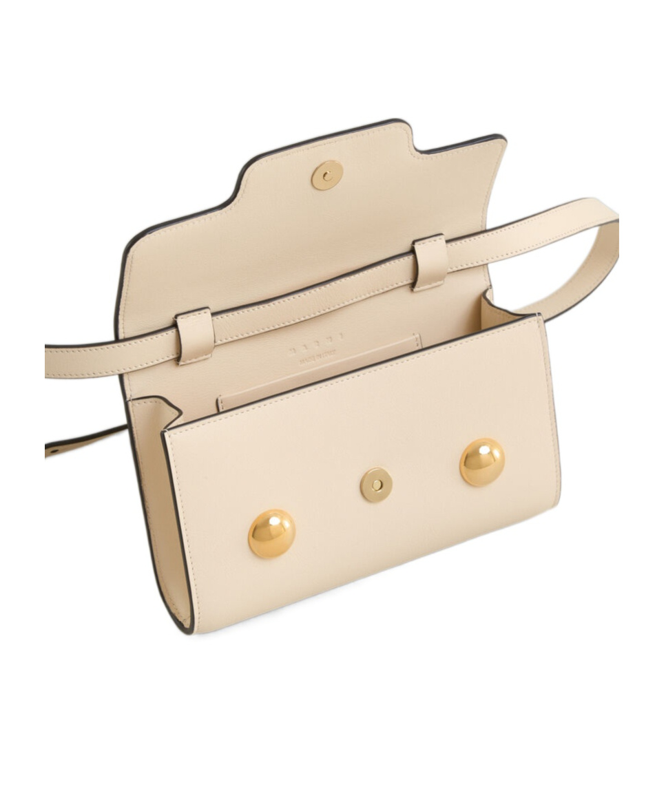 MARNI WHITE LEATHER TRUNKAROO CLUTCH