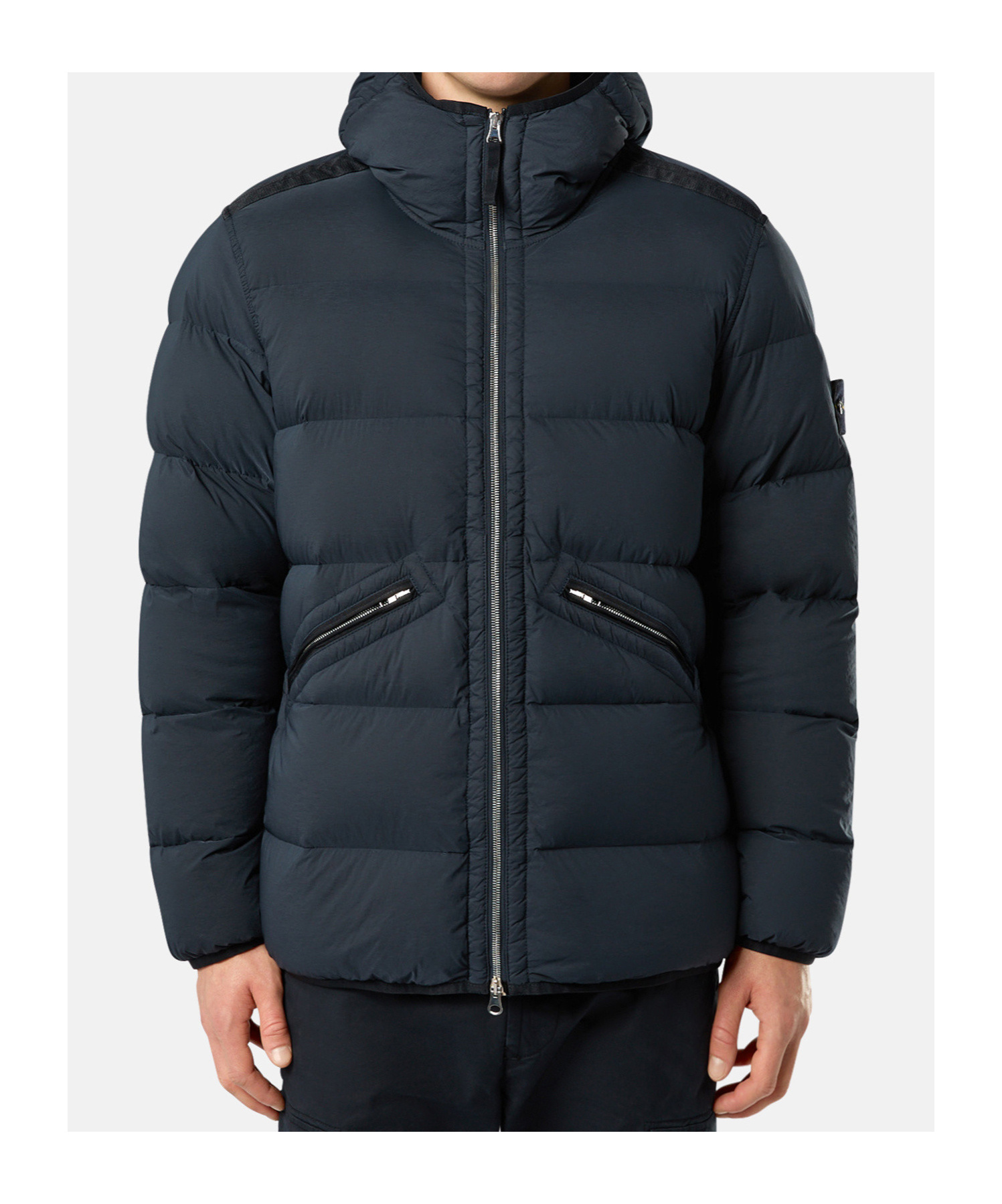 Stone Island Compass-logo Hooded Jacket In Blue