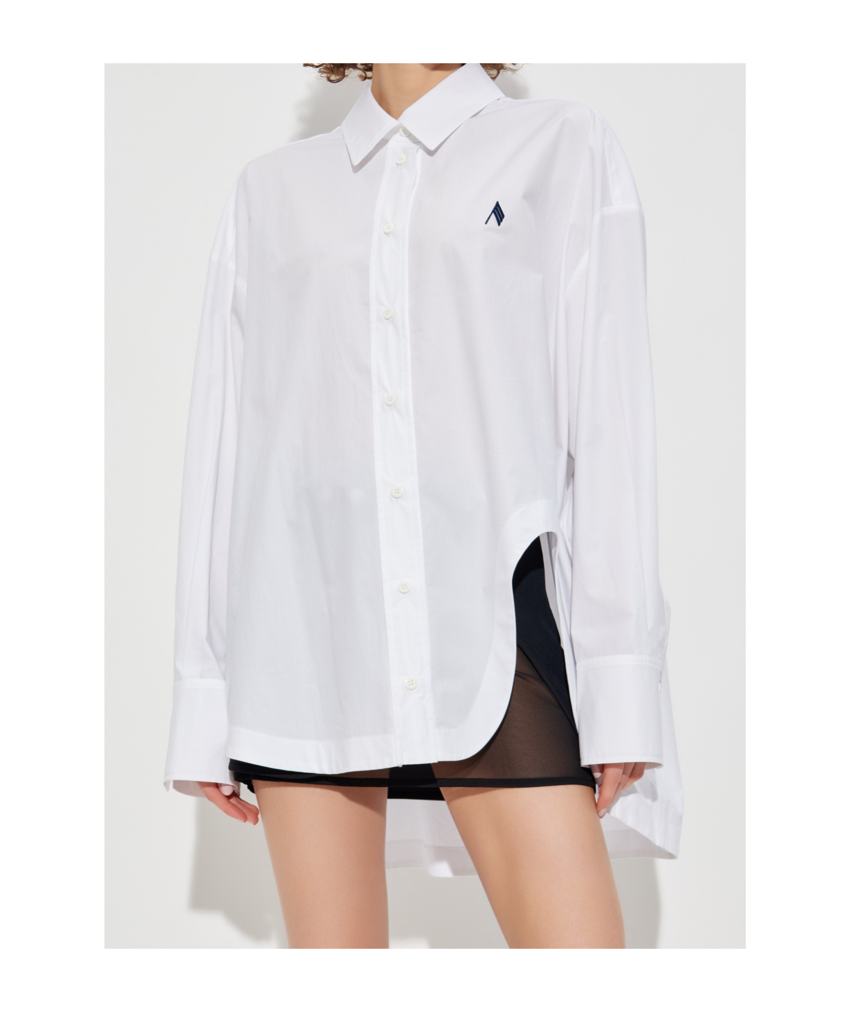 Attico Denim Overshirt With Slit Detail In White