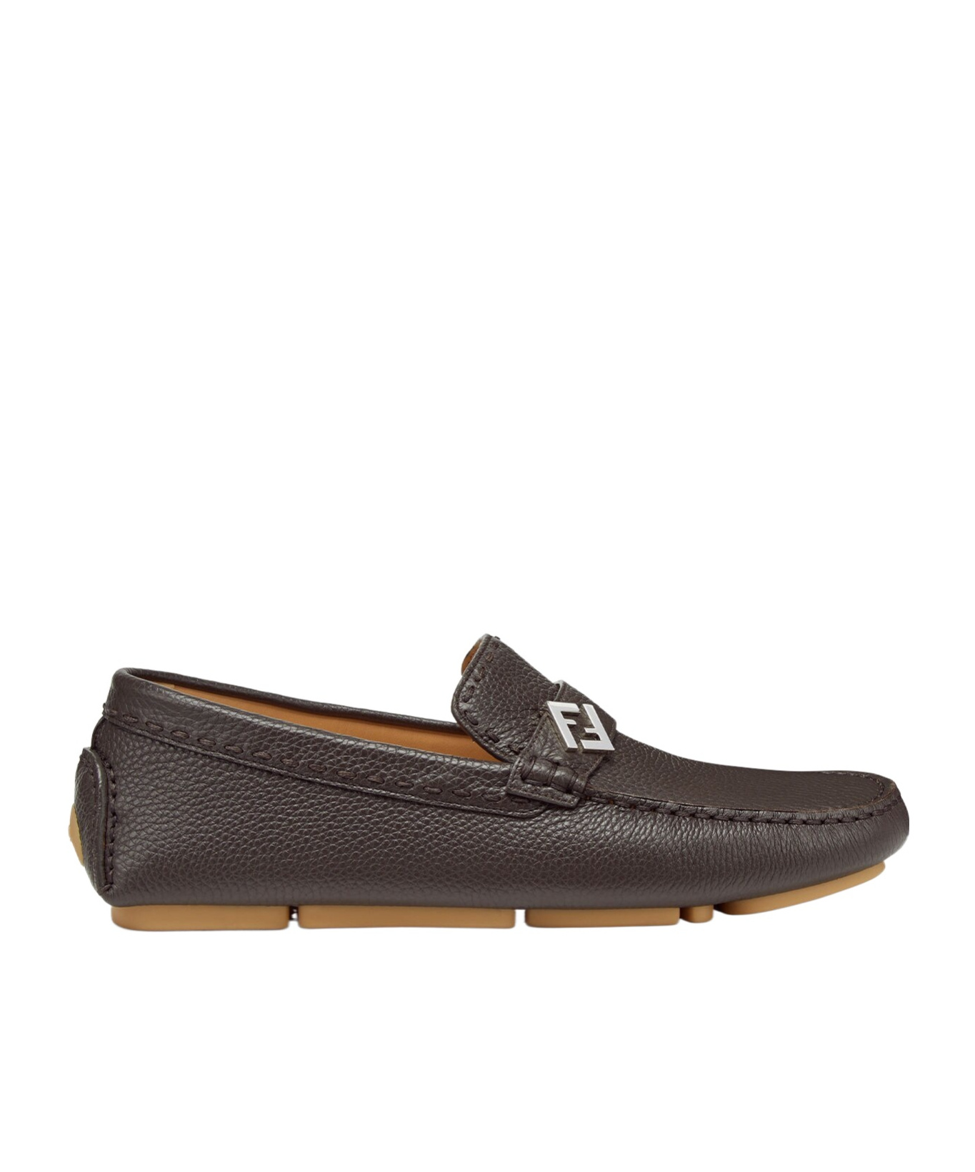 Fendi Ff-detail Leather Loafers In Black