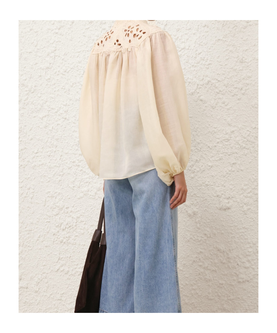 Zimmermann Coco Voluminous Embroidered Blouse In White