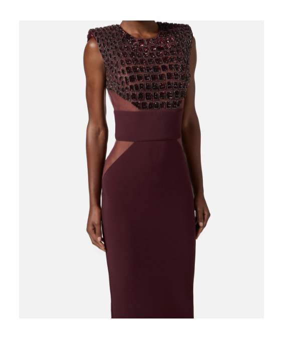 Elisabetta Franchi Sequin-embellished Midi Dress In Brown