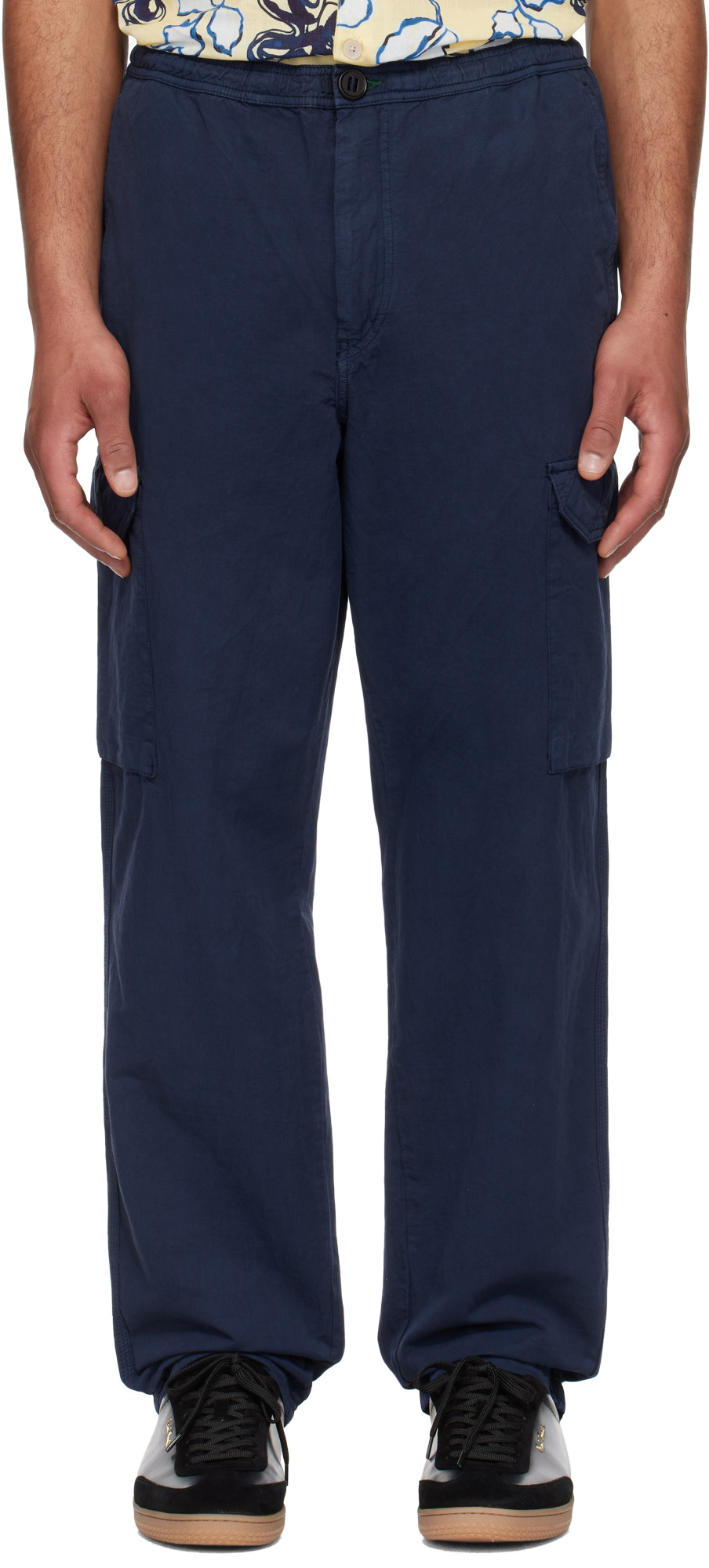 Paul Smith Cotton-linen Cargo Pants In Blue