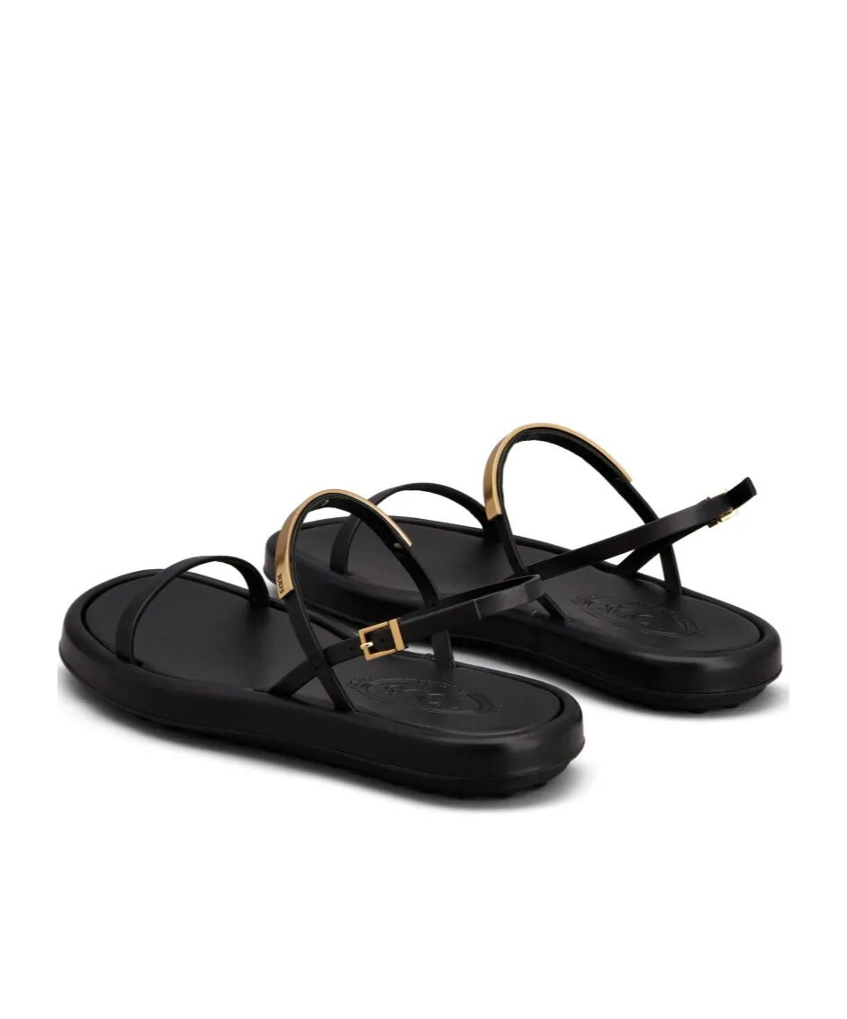 Tod's Baretta Sporty Leather Sandals In Black