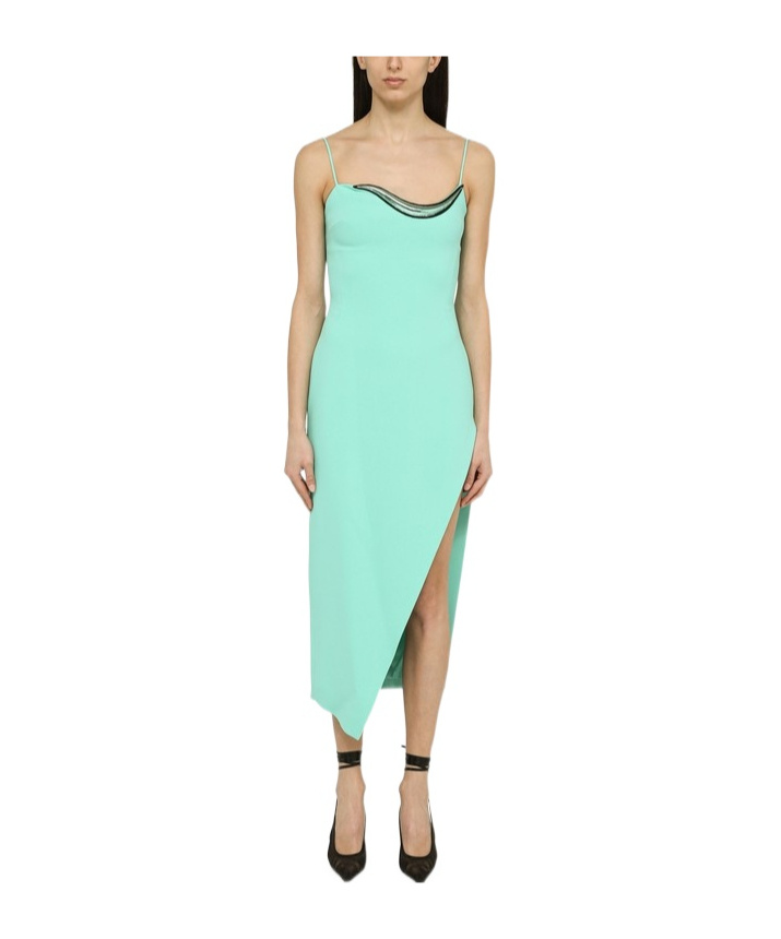 David Koma High Slit  Midi Dress In Green