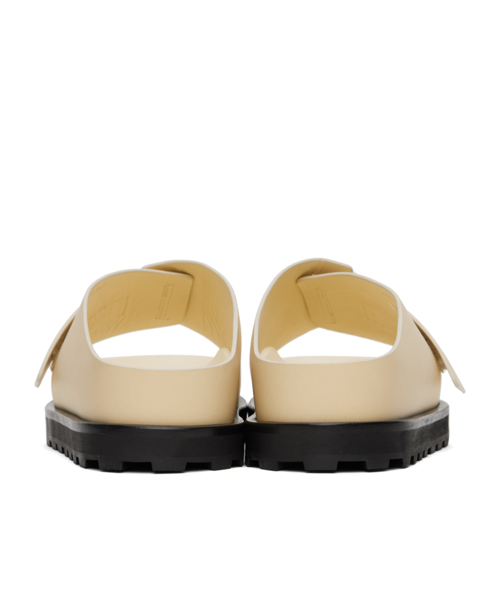 Jil Sander Beige Cross-strap Leather Slides In Nude
