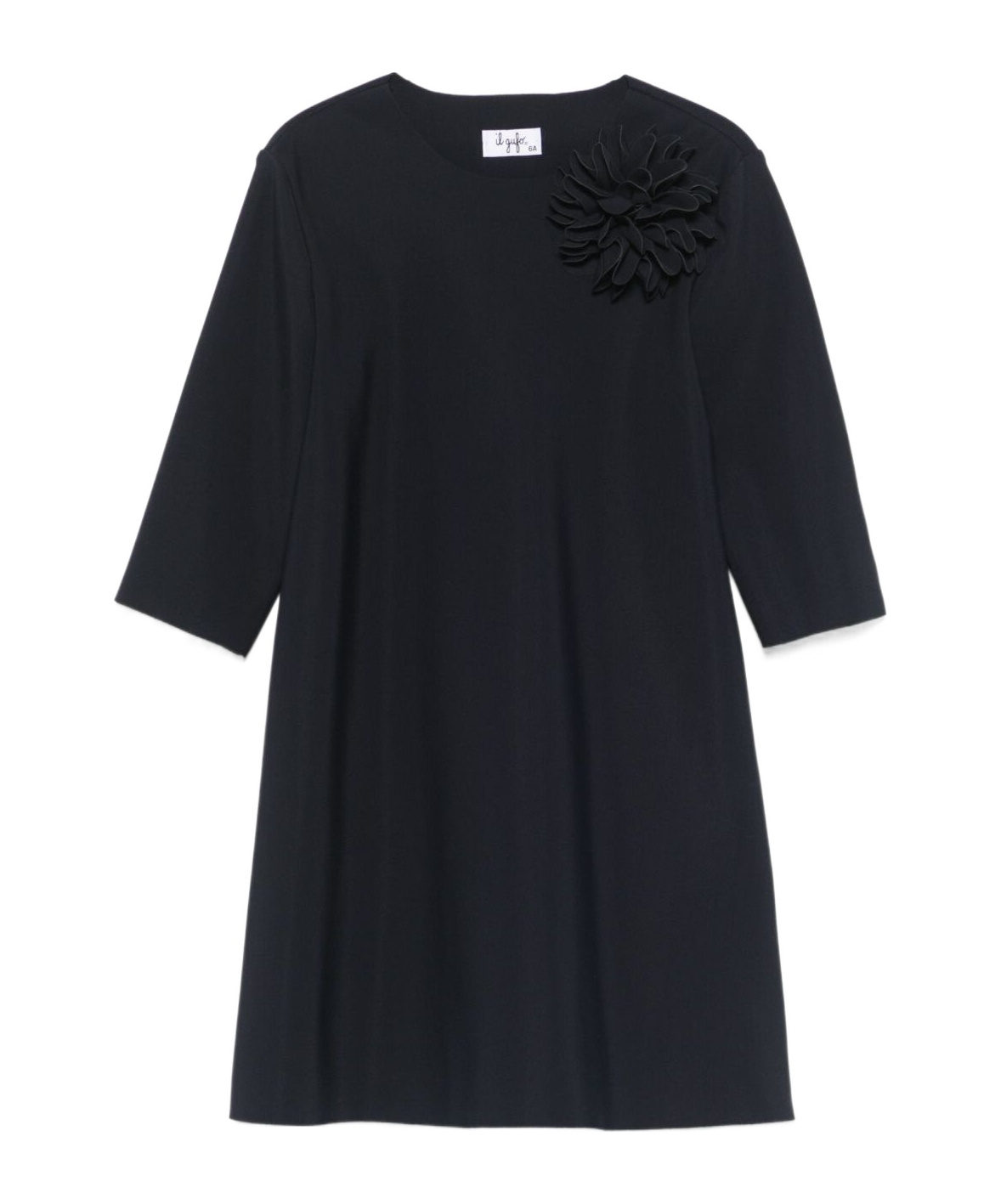 Il Gufo Dress With Floral Accent Front In Black