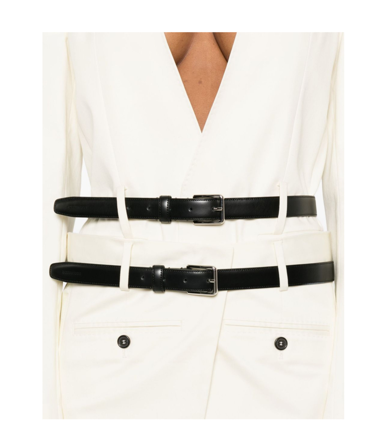 Dsquared2 Belted Double-breasted Coat In White