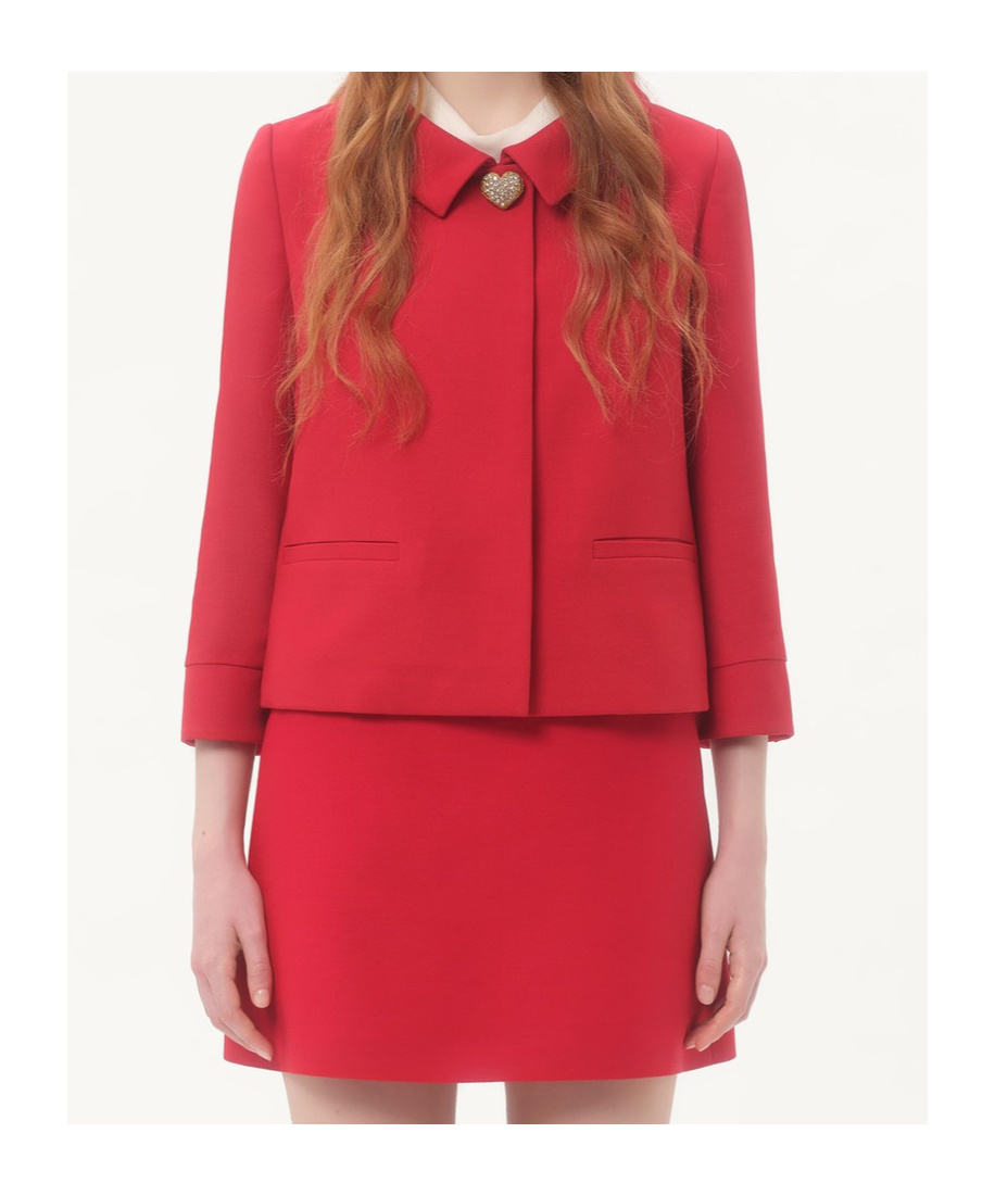 Valentino Womens Paris Heart-button Relaxed-fit Wool And Silk Jacket In Red