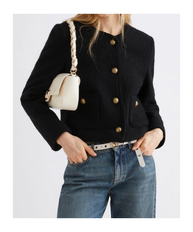 Marella Straight-fit Bouclé Jacket In Black
